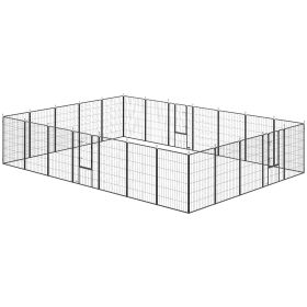 Dog Playpen for Indoor Outdoor, 24 Panels 44.5" H Puppy Playpen with Lockable Door, DIY Shape Pet Exercise Fence, Black