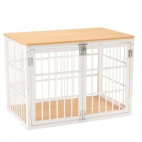 Sturdy Dog Crate Furniture, Heavy Duty Kennel For Large & Medium Dogs, Indoor Use (Option: Natural  38IN)