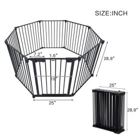 200" Adjustable Safety Gate 8 Panels Play Yard Metal Doorways Fireplace Fence Christmas Tree Fence Gate For House Stairs Gate Prohibited Area Fen (Option: Defaulttitle)