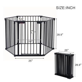 150" Adjustable Safety Gate 6 Panels Play Yard Metal Doorways Fireplace Fence Christmas Tree Fence Gate For House Stairs Gate Prohibited Area Fen (Option: Defaulttitle)