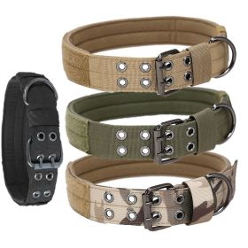 Super strong large dog collar with D-Ring & Buckle Collars Medium sized dog Golden haired horse dog Fierce dog collar (size: M, colour: Army green)