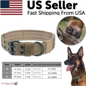 2" Wide Tactical Heavy Duty Nylon Large Dog Collar K9 Military With Metal Buckle (size: M - Neck 15.7" ~ 19.7", Color: Brown)